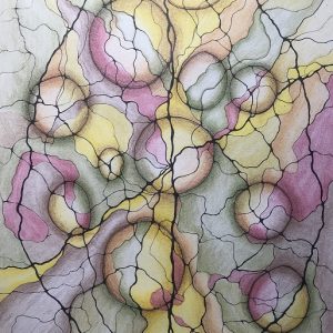 Neurographica drawing for Gold Arts Award Level 3, showing the Neuro Mind's Eye drawing created during a series of certified Neurographica Workshops. Art is the language of the nervous system, Post. Used for Workshops, Shop and Products pages