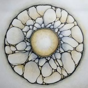 Grief Support Mandala drawing with circular forms symbolising the heart, memories, and protective emotional boundaries during bereavement.