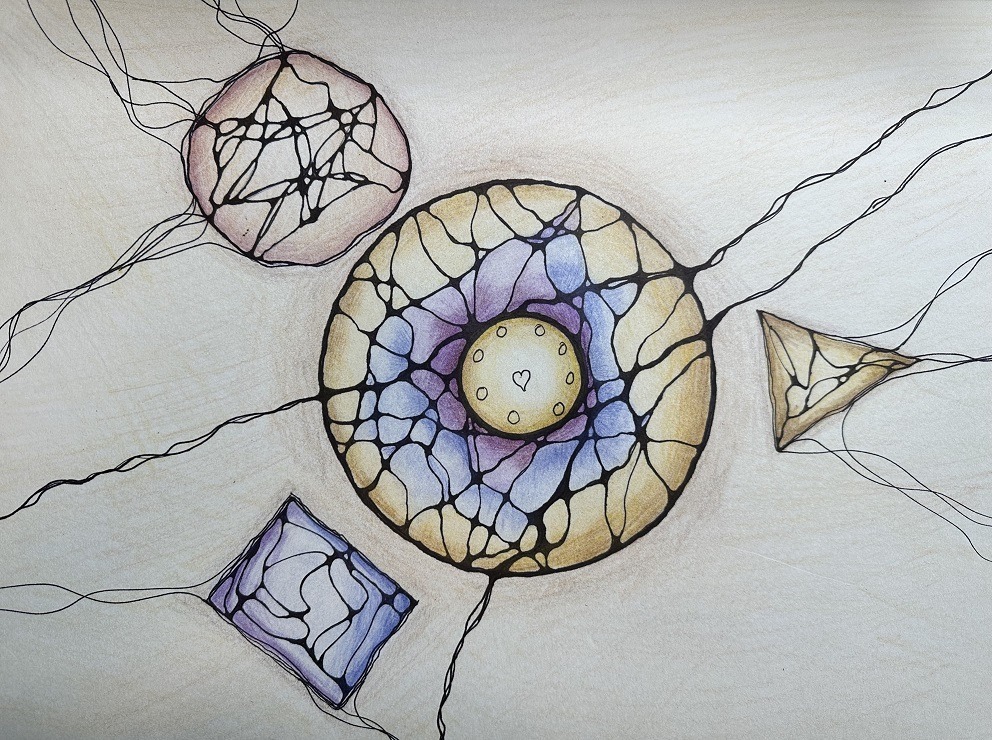 Setting Boundaries from the Heart NeurographicAI Setting boundaries drawing with a central heart, layered inner and outer circles, flowing energy lines, and external shapes held at a distance, symbolising emotional boundaries, self-protection, and calm self-centredness.