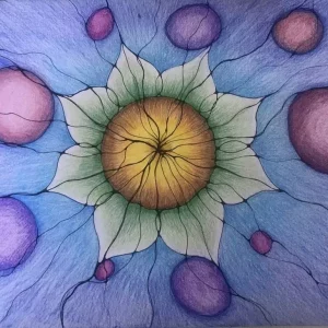 Dreams and Wishes Mandala workshop visual, abstract NeurographicAI and workshops representing the specialist algorithm for manifestation and wellbeing. Homepage Workshops, Shop and Substack pages